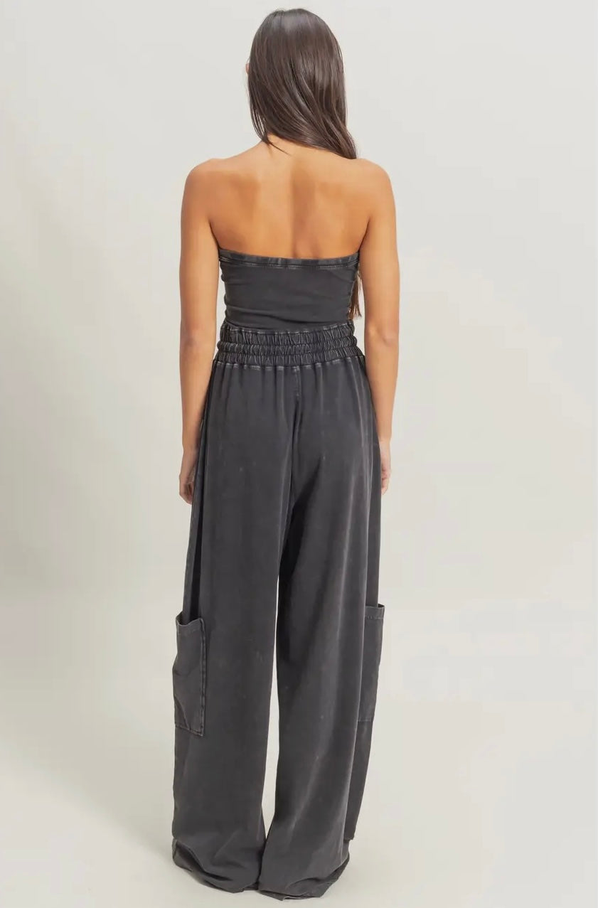 The tube top cargo jumpsuit