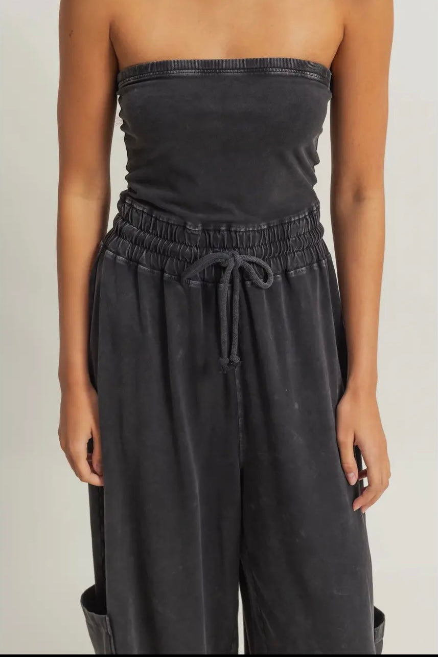 The tube top cargo jumpsuit