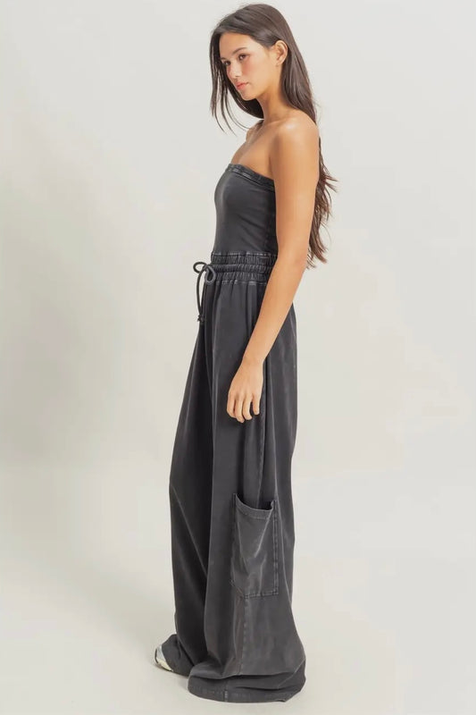 The tube top cargo jumpsuit
